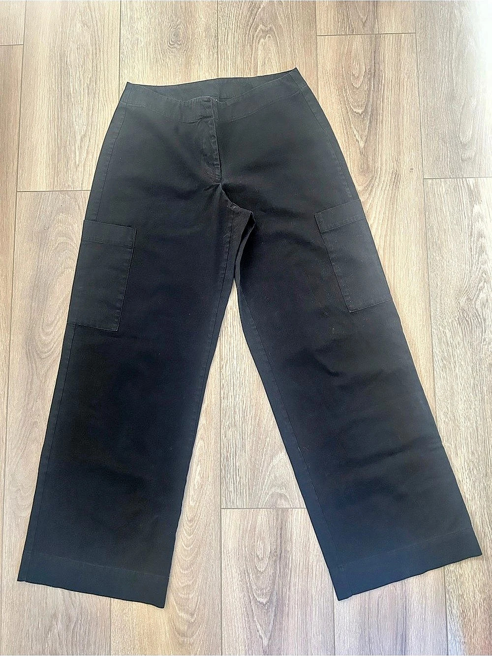 Eileen Fisher Black Stretch Cotton Cargo Pants Size Medium